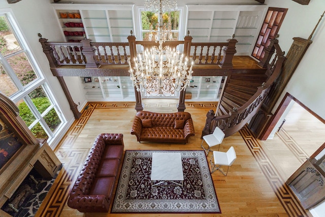 3507 Lost Tree Ln, Martinez, GA 30907 - living room with wood finished floors and a chandelier