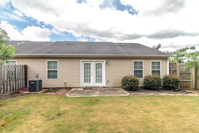 2697 York Dr, Augusta, GA 30909 - back of house with a patio, central AC, french doors, and roof with shingles