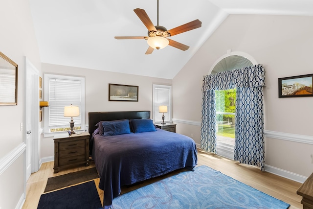 165 Indian Valley Ln, Swansea, SC 29160 - bedroom with lofted ceiling, light wood-style floors, and a ceiling fan