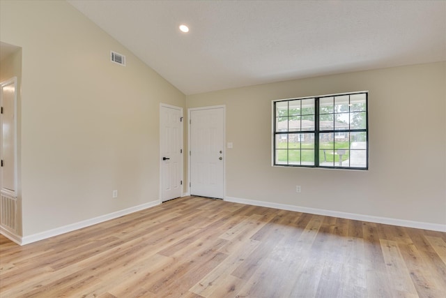 3022 Shady Ln, Hephzibah, GA 30815 - unfurnished room with light wood-type flooring, baseboards, high vaulted ceiling, and recessed lighting