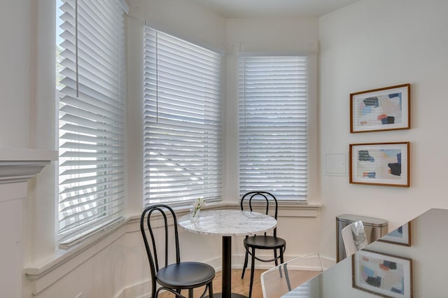 dining room with light wood-type flooring