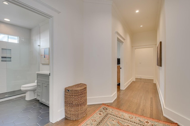 hall featuring dark hardwood / wood-style floors