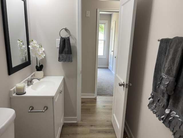 2438 Ridge Rd, Augusta, GA 30906 - bathroom with vanity, baseboards, wood finished floors, and toilet