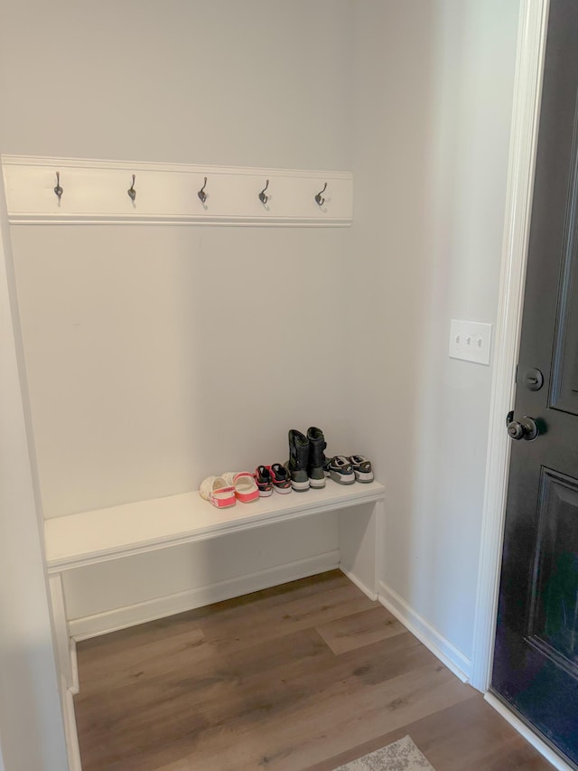 mudroom featuring hardwood / wood-style floors