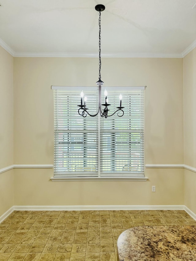 561 Farmington Cir, Evans, GA 30809 - unfurnished dining area featuring a chandelier, healthy amount of natural light, and ornamental molding
