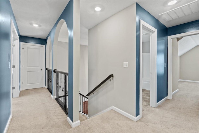 1717 Ethan Way, Hephzibah, GA 30815 - hallway with an upstairs landing, carpet floors, and recessed lighting