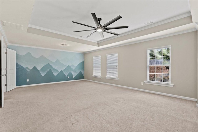 1717 Ethan Way, Hephzibah, GA 30815 - unfurnished room featuring a raised ceiling, crown molding, carpet, and a ceiling fan