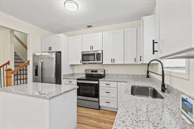 1227 Miller St, Augusta, GA 30901 - kitchen with stainless steel appliances, a sink, a kitchen island, and white cabinets