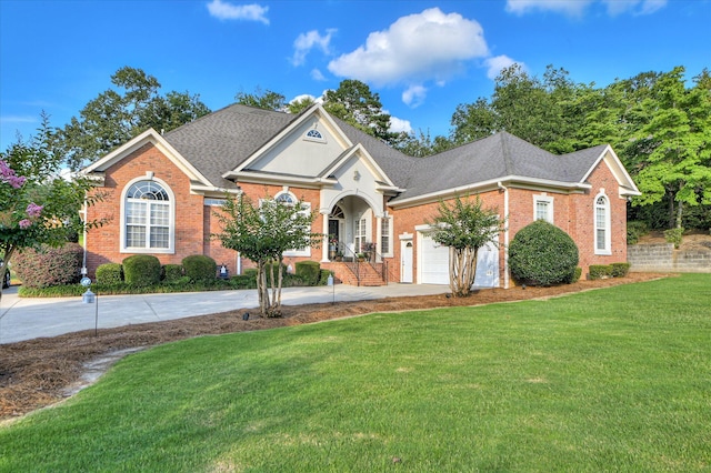 3953 Bolton St, Augusta, GA 30909 - view of front facade featuring brick siding, driveway, a front lawn, a garage, and a shingled roof