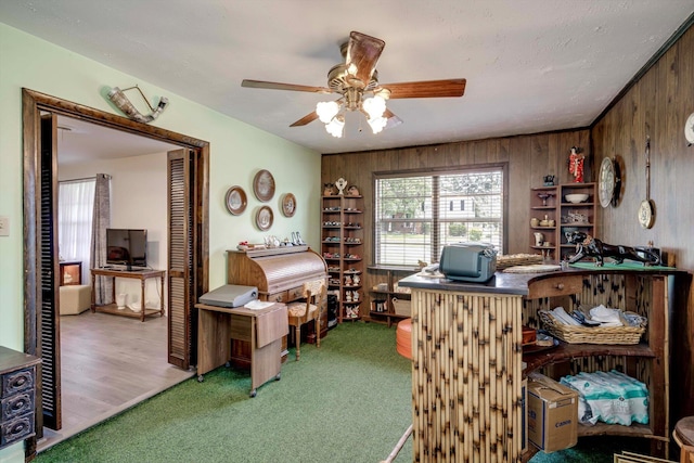 3593 Westhampton Dr, Martinez, GA 30907 - carpeted office space featuring wooden walls and ceiling fan
