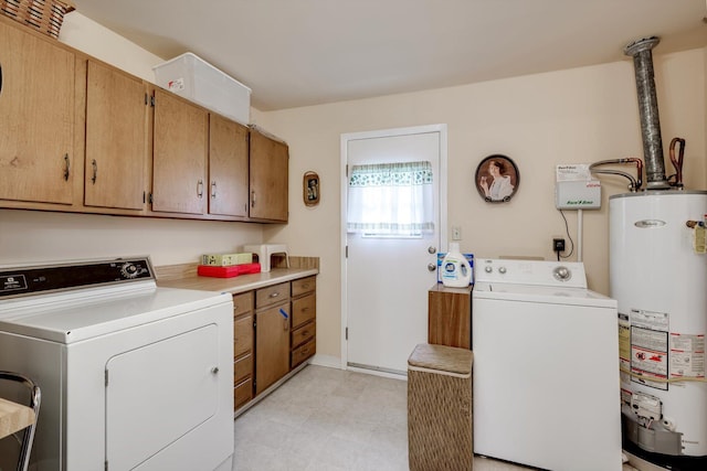 3593 Westhampton Dr, Martinez, GA 30907 - washroom with water heater, independent washer and dryer, cabinet space, and light floors