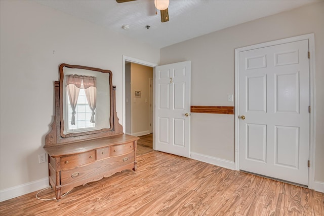 280 W Forrest St, Harlem, GA 30814 - unfurnished bedroom featuring light wood-style flooring, baseboards, and ceiling fan