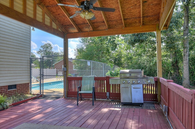 280 W Forrest St, Harlem, GA 30814 - wooden deck featuring a ceiling fan and a grill