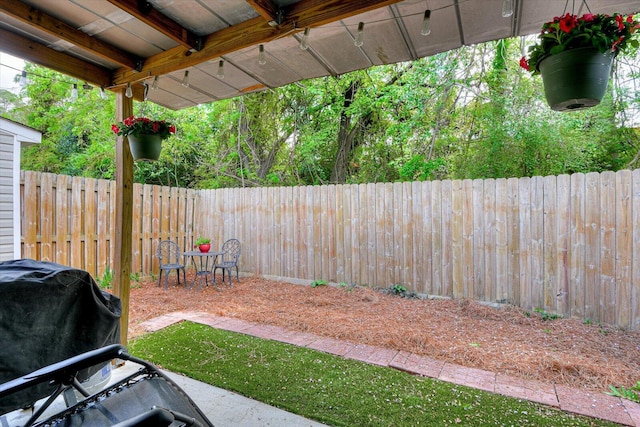 view of yard with a fenced backyard