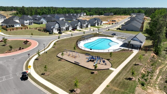 birds eye view of property featuring a residential view