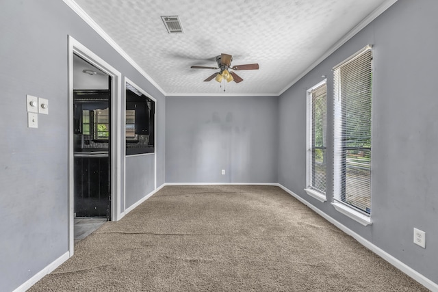 1736 Goshen Rd, Augusta, GA 30906 - spare room with ceiling fan, carpet flooring, and crown molding