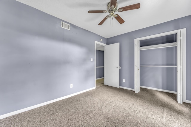 1736 Goshen Rd, Augusta, GA 30906 - unfurnished bedroom with carpet flooring, a closet, and ceiling fan