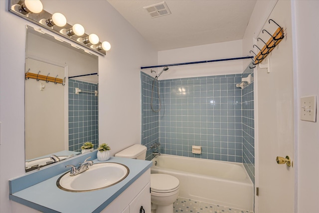 522 Gray Dr, Martinez, GA 30907 - bathroom featuring toilet, vanity, tub / shower combination, and tile patterned flooring