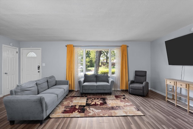 2905 Rocky Creek Rd, Augusta, GA 30906 - living room with baseboards, wood finished floors, and a textured ceiling