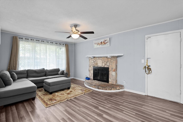 2905 Rocky Creek Rd, Augusta, GA 30906 - living room with ornamental molding, ceiling fan, and wood finished floors
