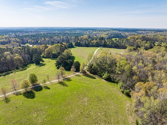 aerial view featuring a rural view