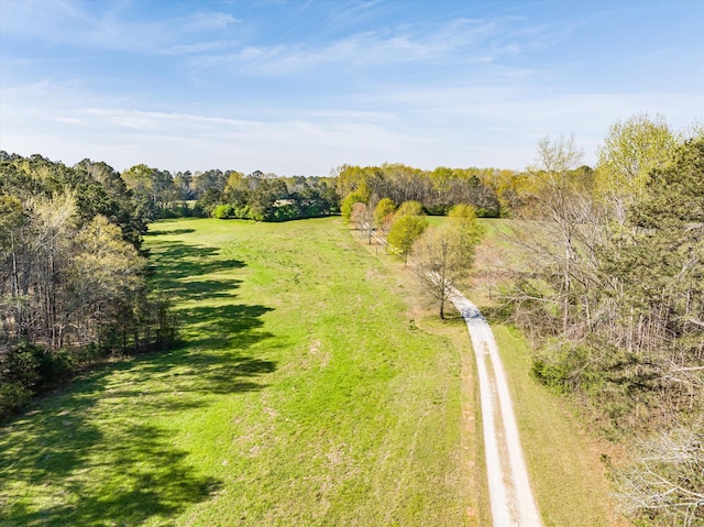 drone / aerial view with a rural view