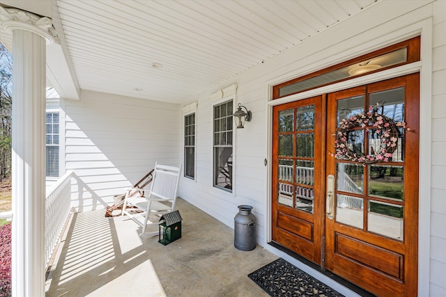 property entrance featuring french doors