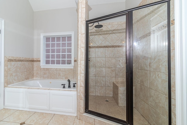 5191 Windmill Pl, Evans, GA 30809 - bathroom featuring a bath, a stall shower, and tile patterned flooring