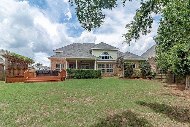 5191 Windmill Pl, Evans, GA 30809 - rear view of property featuring a ceiling fan, a deck, brick siding, and a shingled roof