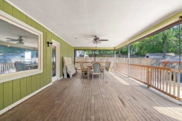 227 Waters Way, Martinez, GA 30907 - wooden deck with ceiling fan, a fenced backyard, and outdoor dining area