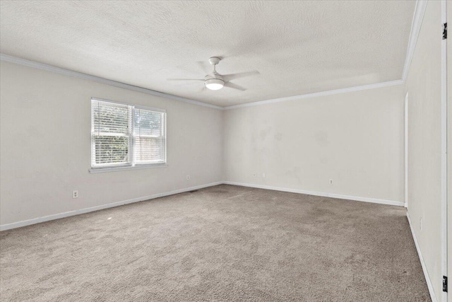 227 Waters Way, Martinez, GA 30907 - unfurnished room with ornamental molding, a ceiling fan, carpet flooring, a textured ceiling, and baseboards