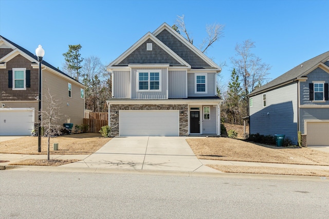 craftsman inspired home with a garage