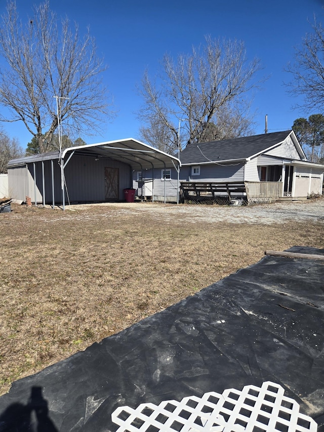 exterior space featuring a carport