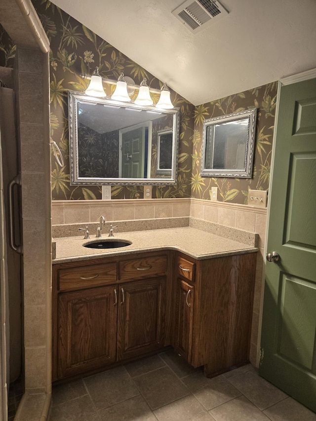 bathroom featuring vanity and tile patterned floors