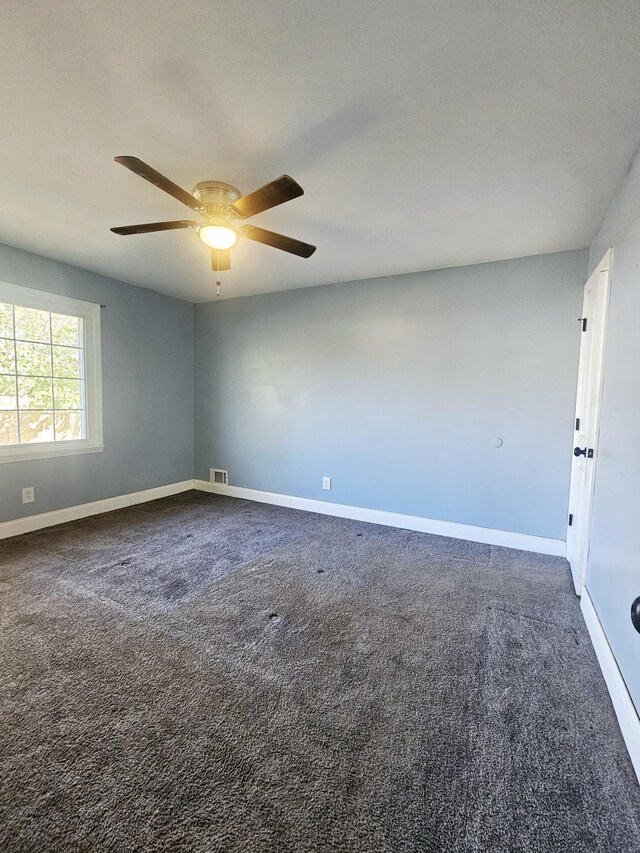 4596 Hickory Dr, Evans, GA 30809 - spare room with carpet flooring, ceiling fan, visible vents, and baseboards