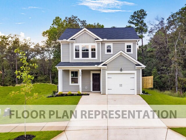 view of front of house with driveway, board and batten siding, covered porch, an attached garage, and roof with shingles