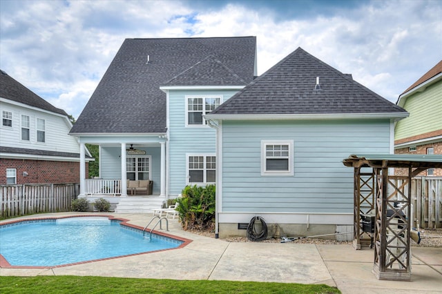 210 Oleander Trl, Evans, GA 30809 - rear view of property featuring roof with shingles, a patio, and a ceiling fan