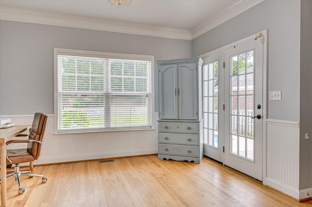 210 Oleander Trl, Evans, GA 30809 - office with light wood-style floors, plenty of natural light, crown molding, and wainscoting