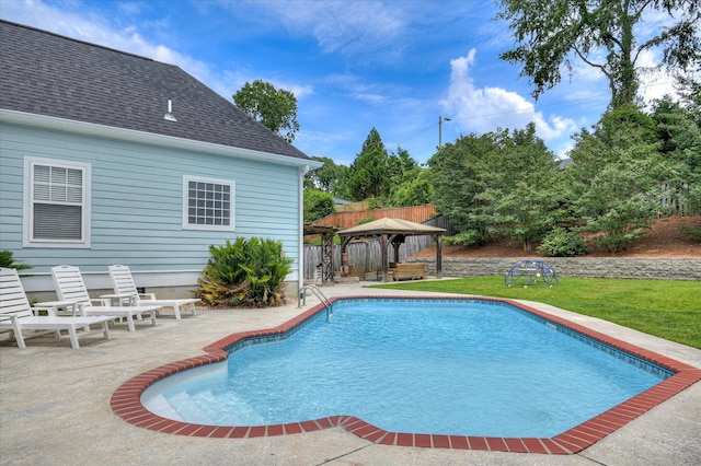210 Oleander Trl, Evans, GA 30809 - swimming pool with a gazebo, a patio area, and a lawn