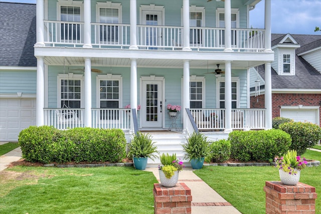 210 Oleander Trl, Evans, GA 30809 - view of front of property featuring a balcony, ceiling fan, and a porch