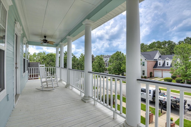 210 Oleander Trl, Evans, GA 30809 - wooden deck featuring ceiling fan and a residential view