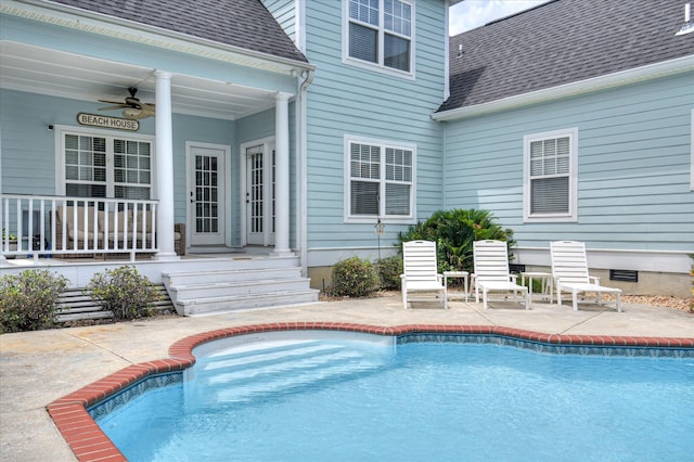 210 Oleander Trl, Evans, GA 30809 - swimming pool featuring a patio area and ceiling fan