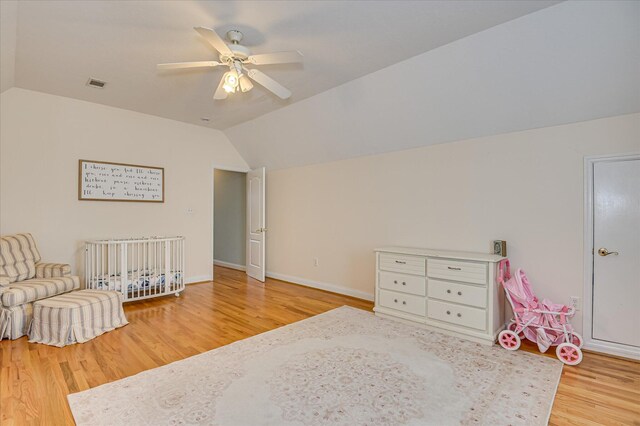 210 Oleander Trl, Evans, GA 30809 - living area featuring vaulted ceiling, wood finished floors, and ceiling fan