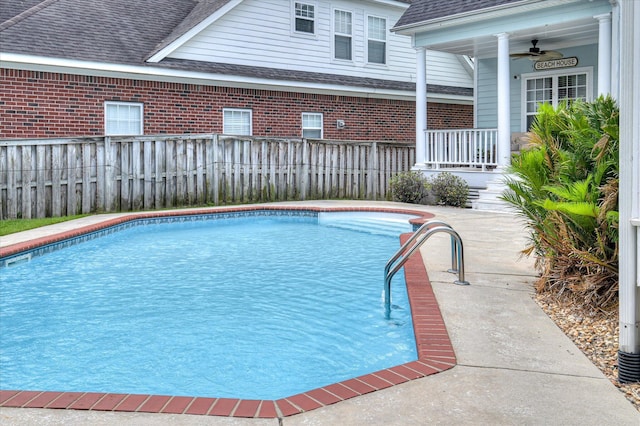 210 Oleander Trl, Evans, GA 30809 - view of pool featuring a ceiling fan and a fenced backyard