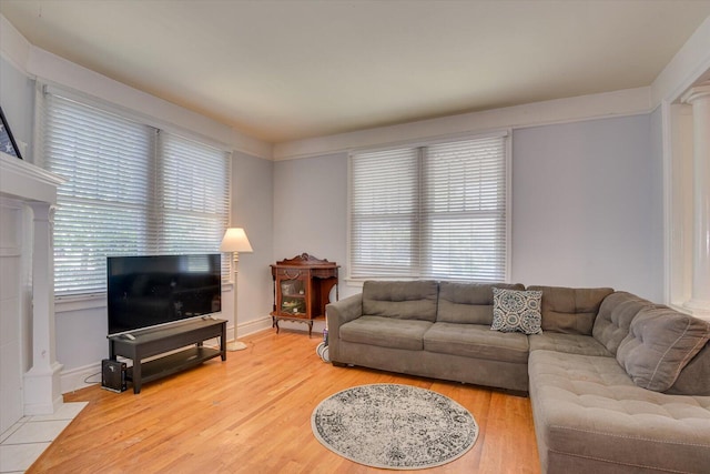 living room featuring hardwood / wood-style floors