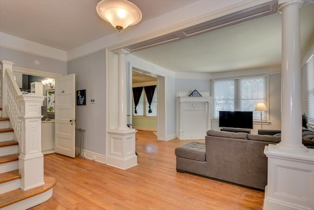 living room featuring light hardwood / wood-style floors