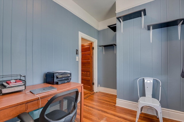 home office featuring light hardwood / wood-style flooring