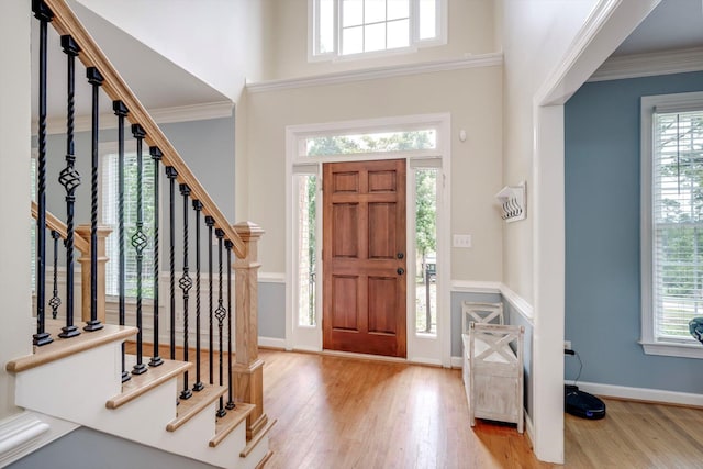 225 Old Mill Rd, Martinez, GA 30907 - foyer featuring wood finished floors, stairs, and crown molding