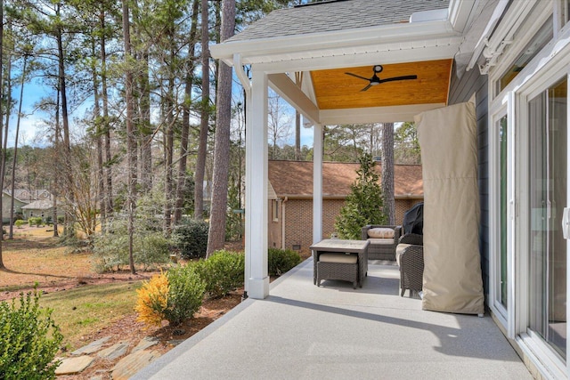 view of patio / terrace with ceiling fan