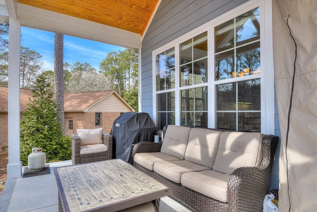 view of patio / terrace with a grill and an outdoor hangout area